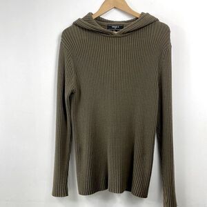 Forever21 |Olive hooded Ribbed sweater Lg ,long sleeve.
